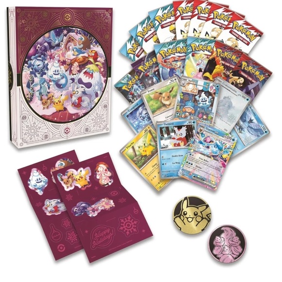 Pokemon Festive Holiday Calendar with Purple and Gold Accents